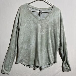 RBX Live Life Active Sweatshirt Women M Green Tie Dye Stretch V-Neck Long Sleeve